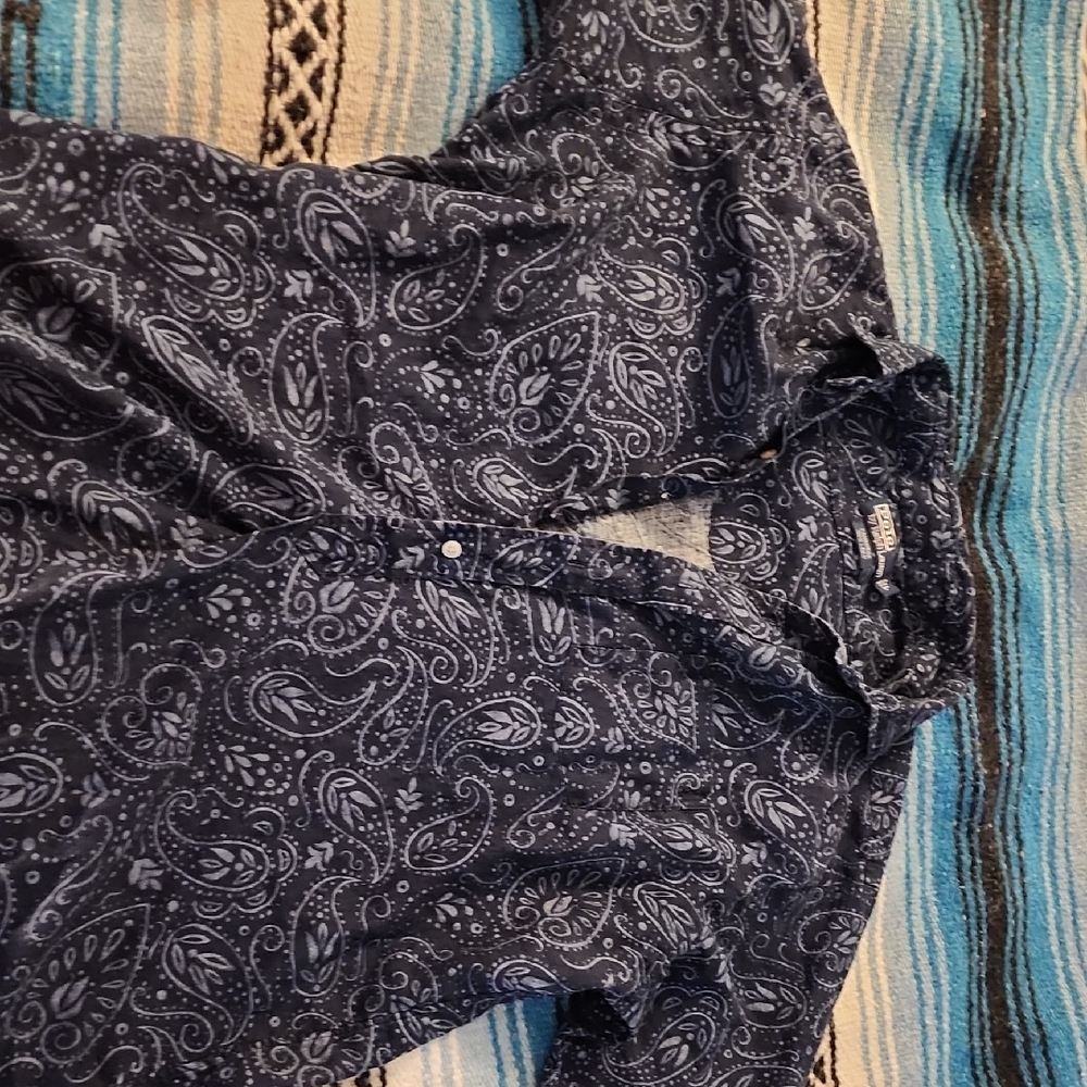 Ralph Lauren Blue and Light Blue Paisley Linen Shirt